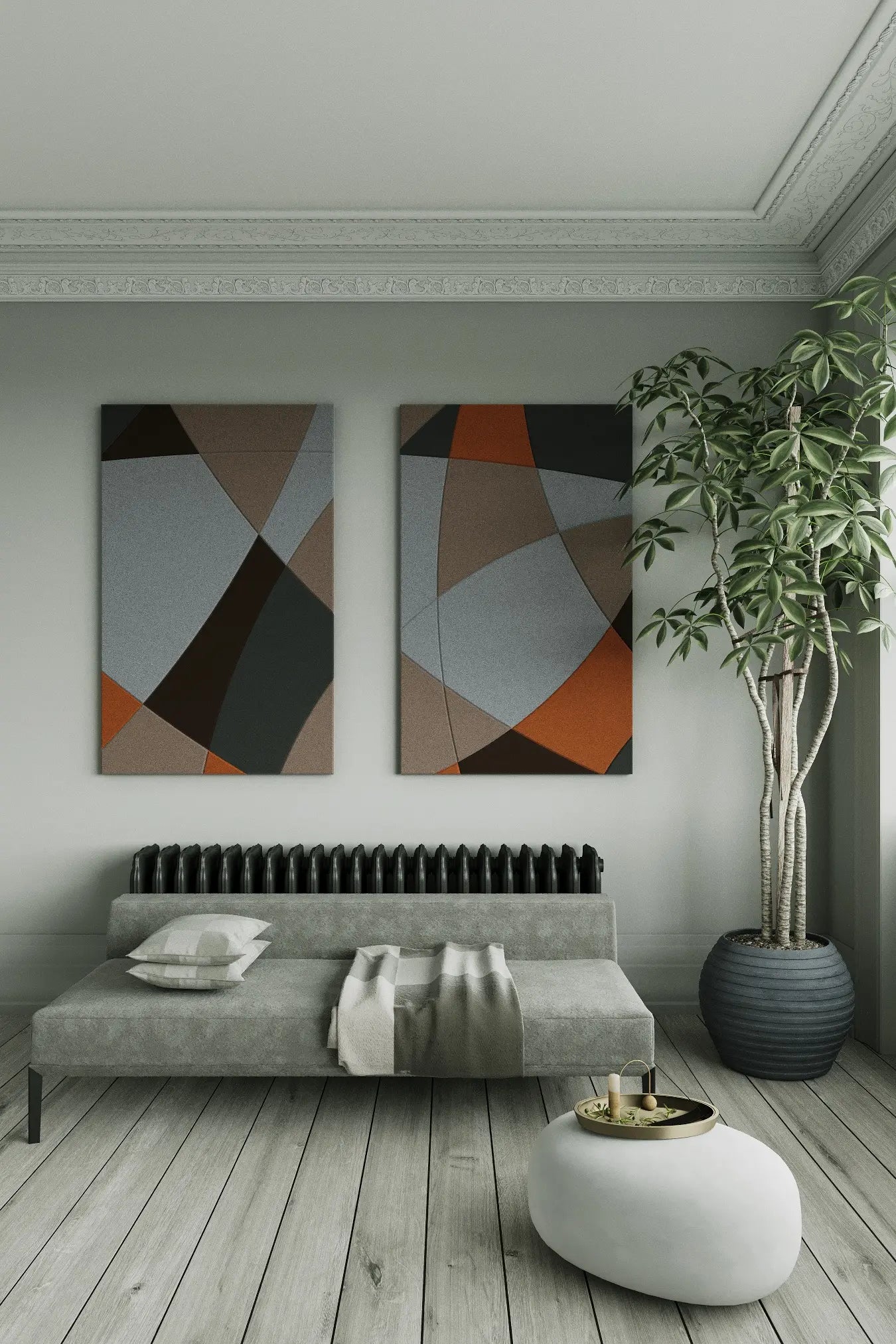 Acoustic Wall Art Panels FUSION 5 in grey interior DecorMania UK